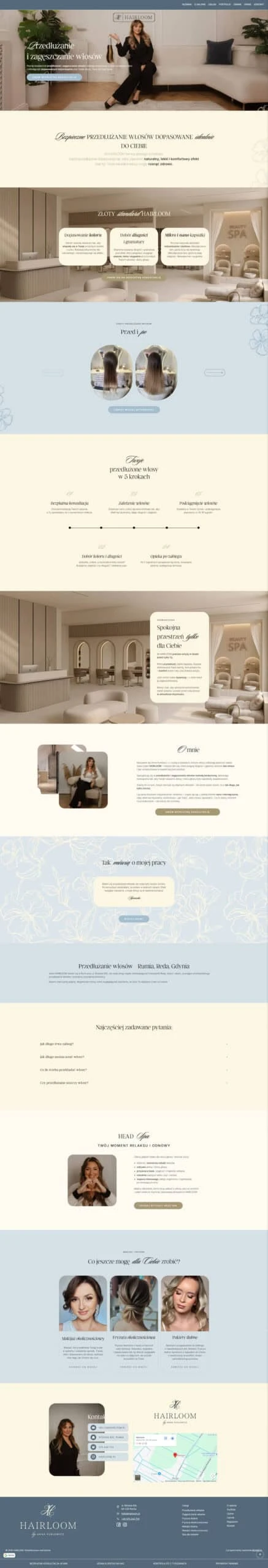 Podgląd strony Hairloom - realizacja Brainbox