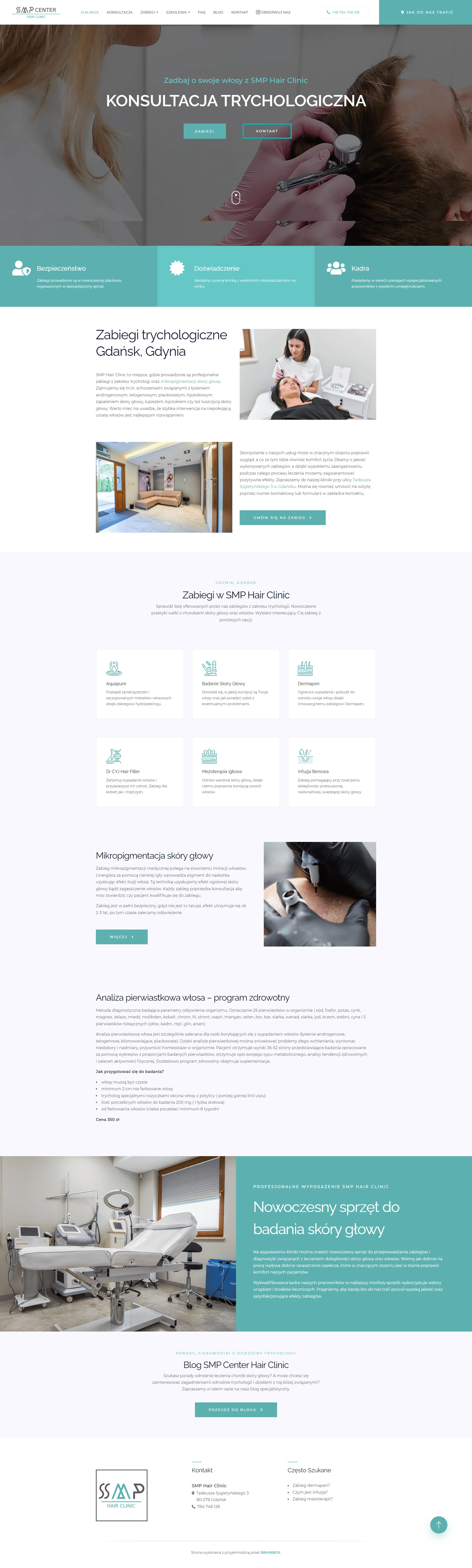 Podgląd strony SMP Hair Clinic - realizacja Brainbox