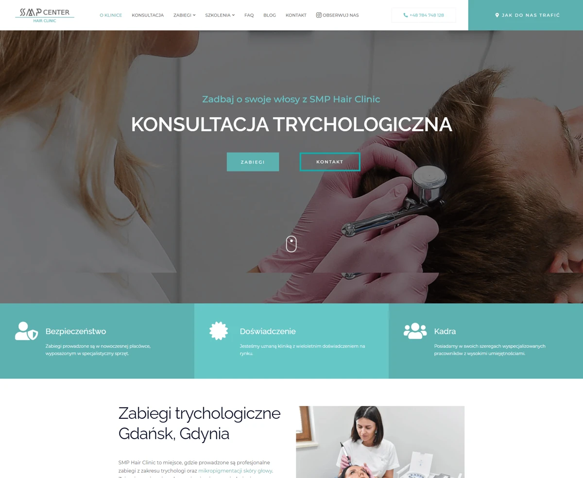SMP Hair Clinic - realizacja strony Brainbox